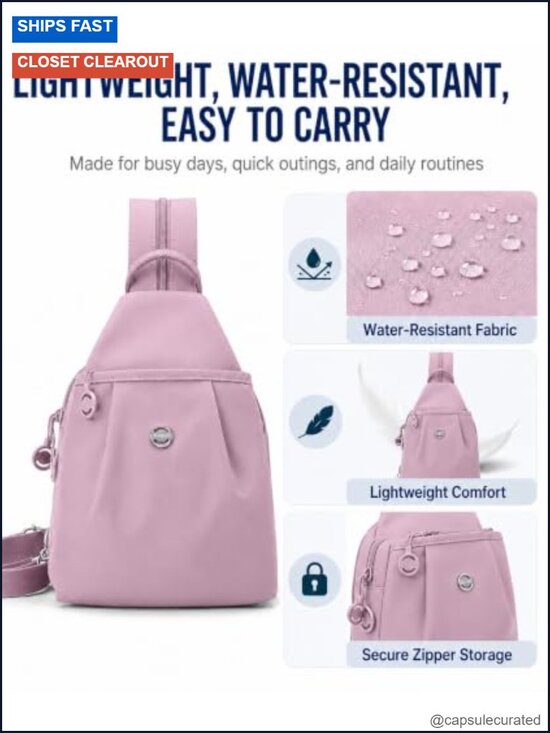 Water-Resistant Sling Backpack Women Crossbody Chest Bag Travel Work